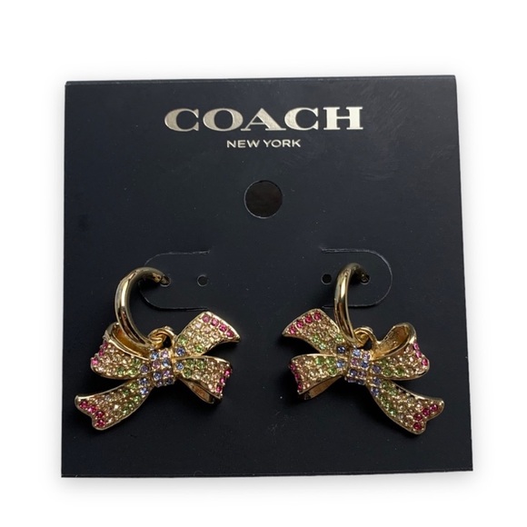 Coach Pave Bow Huggie Earrings - Picture 3 of 3
